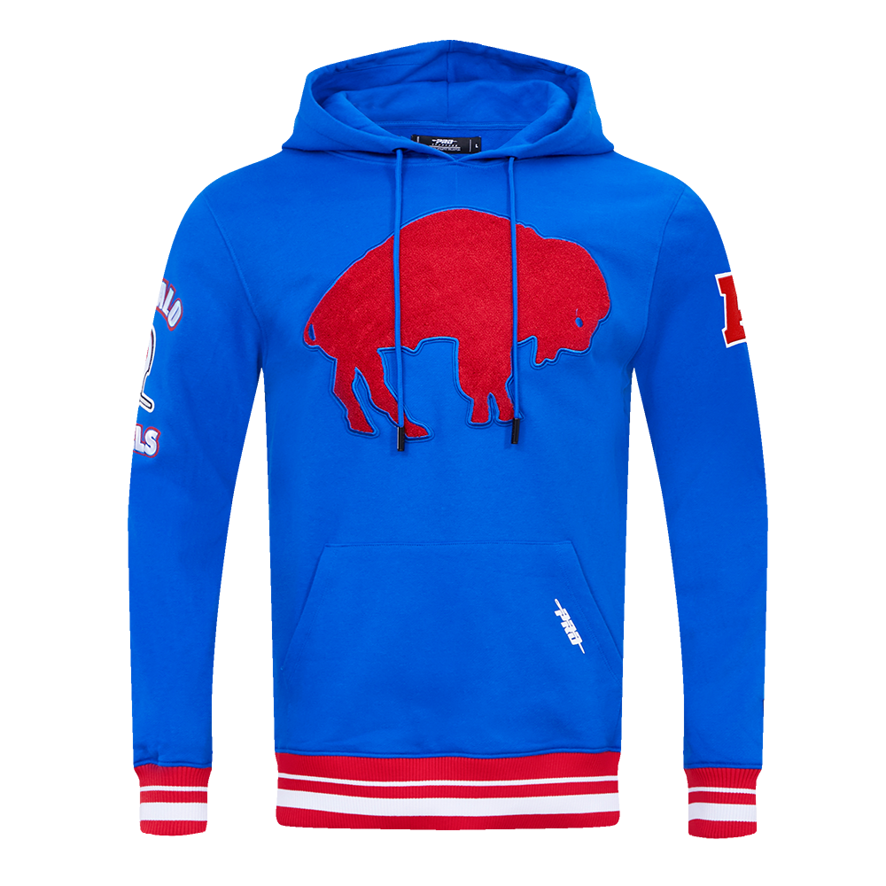 NFL BUFFALO BILLS RETRO CLASSIC MEN'S PULLOVER HOODIE (ROYAL BLUE/RED)