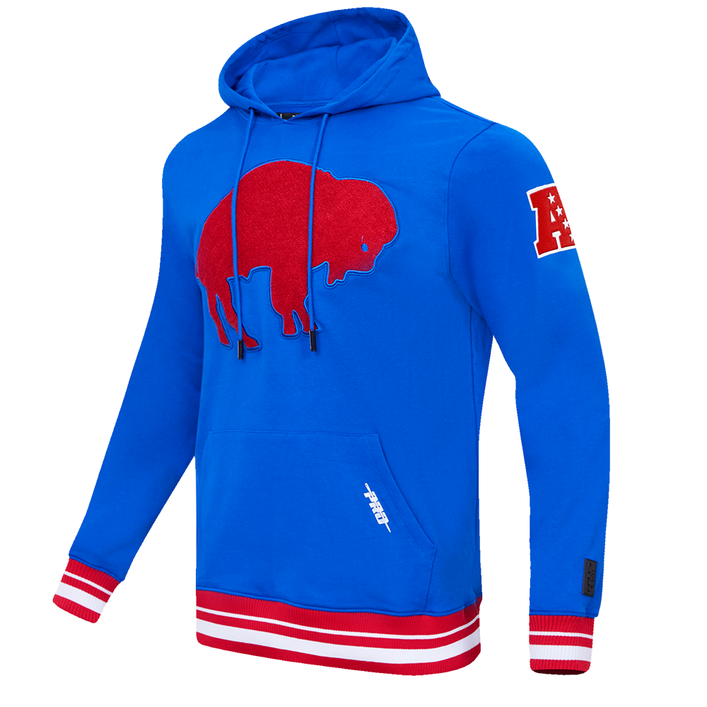NFL BUFFALO BILLS RETRO CLASSIC MEN'S PULLOVER HOODIE (ROYAL BLUE/RED)