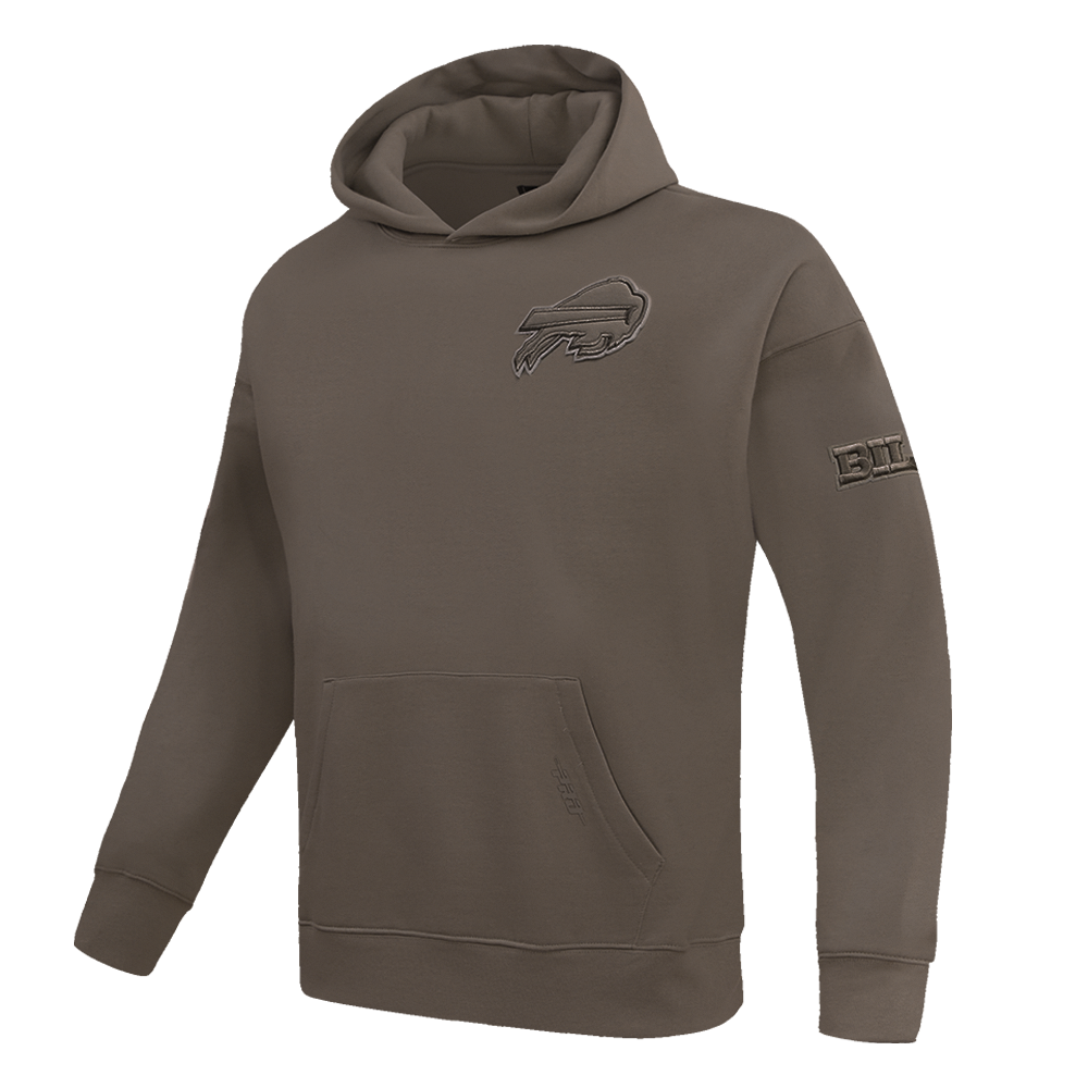 NFL BUFFALO BILLS NEUTRAL DROP SHOULDER MEN'S PULLOVER HOODIE (DARK TAUPE)