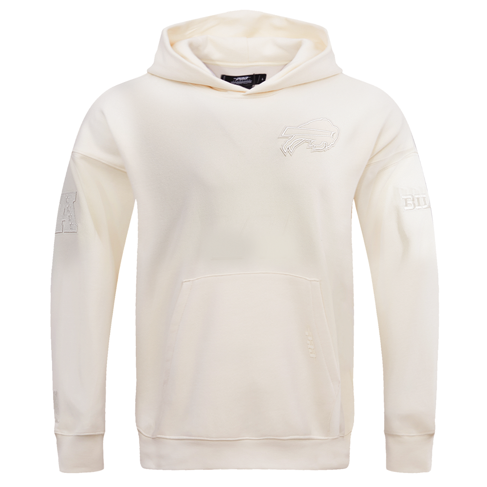 NFL BUFFALO BILLS NEUTRAL DROP SHOULDER MEN'S PULLOVER HOODIE (EGGSHELL)