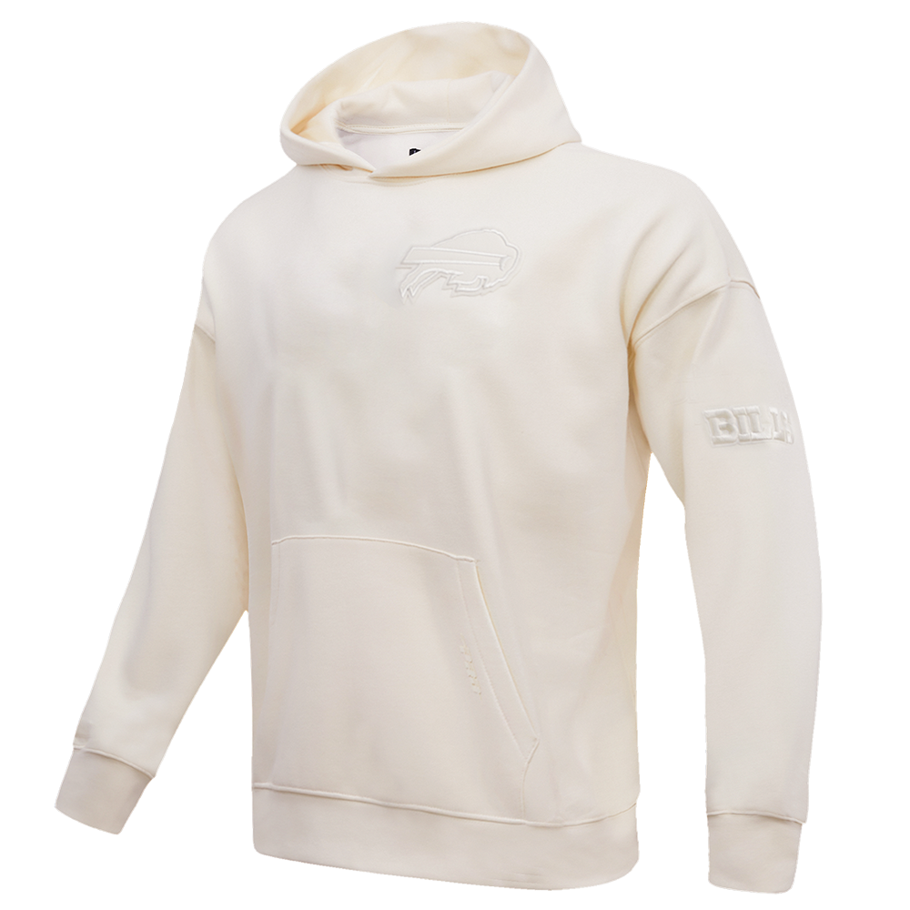 NFL BUFFALO BILLS NEUTRAL DROP SHOULDER MEN'S PULLOVER HOODIE (EGGSHELL)