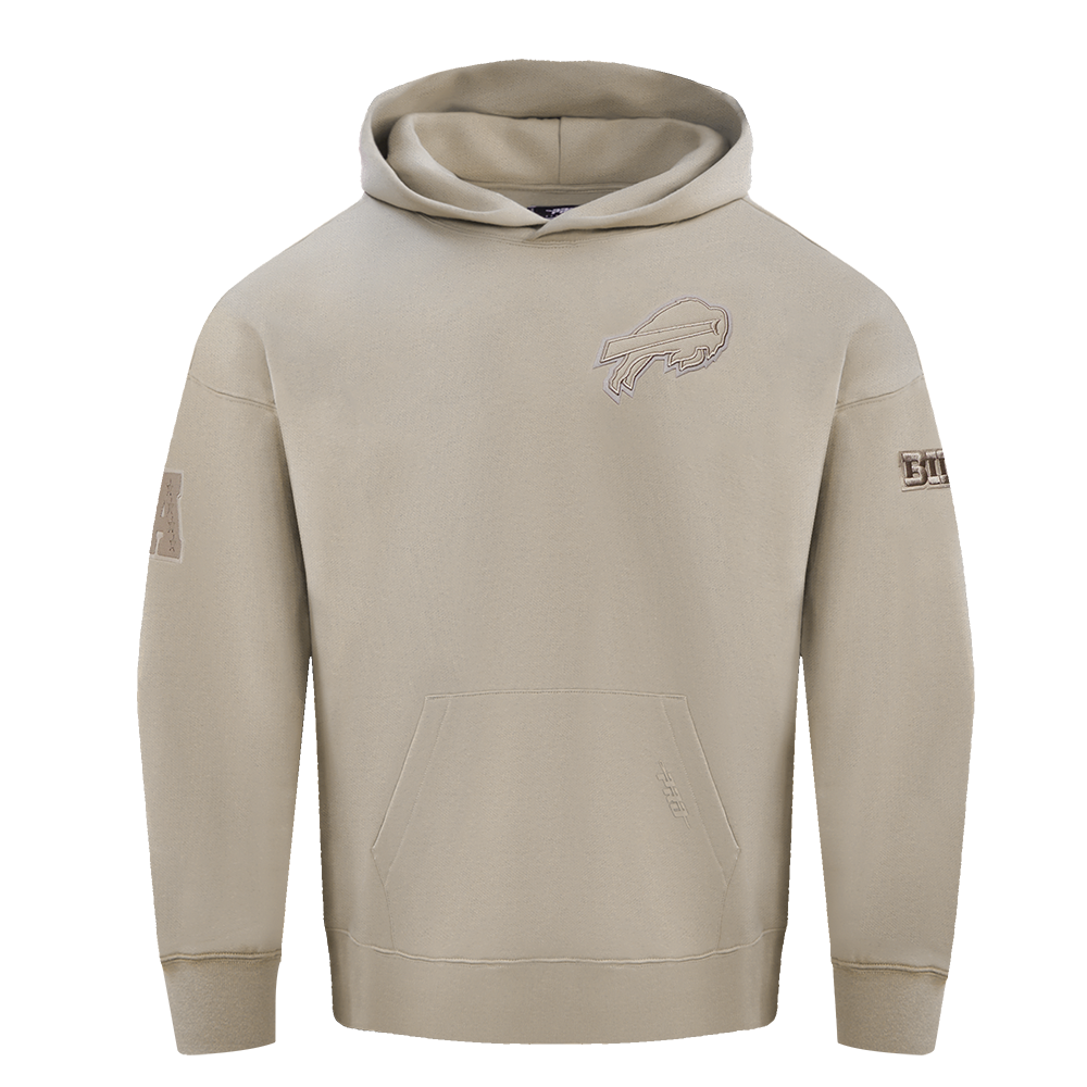 NFL BUFFALO BILLS NEUTRAL DROP SHOULDER FLEECE PULLOVER HOODIE (TAUPE)