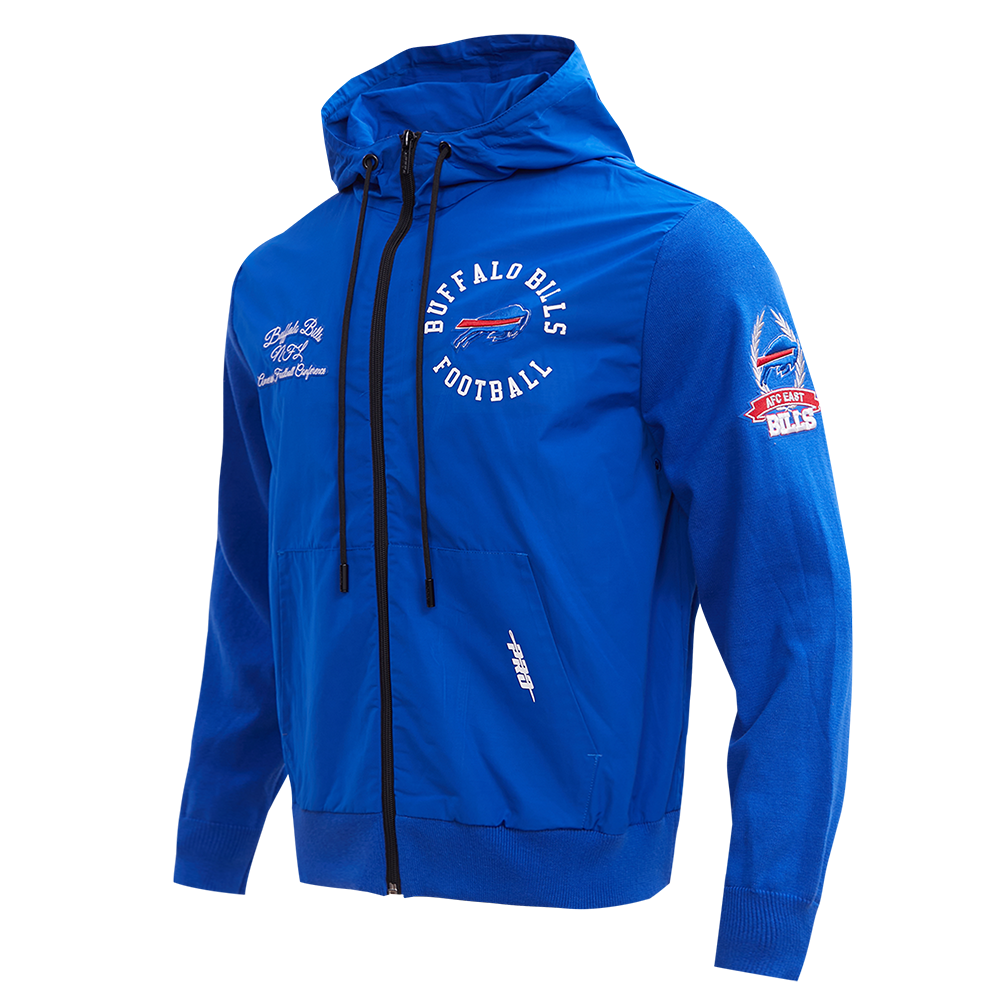 NFL BUFFALO BILLS HYBRID WOVEN MEN'S FULL ZIP PULLOVER HOODIE (ROYAL BLUE)