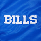 NFL BUFFALO BILLS TEAM BADGE MEN'S RIB SATIN JACKET (ROYAL BLUE/RED)