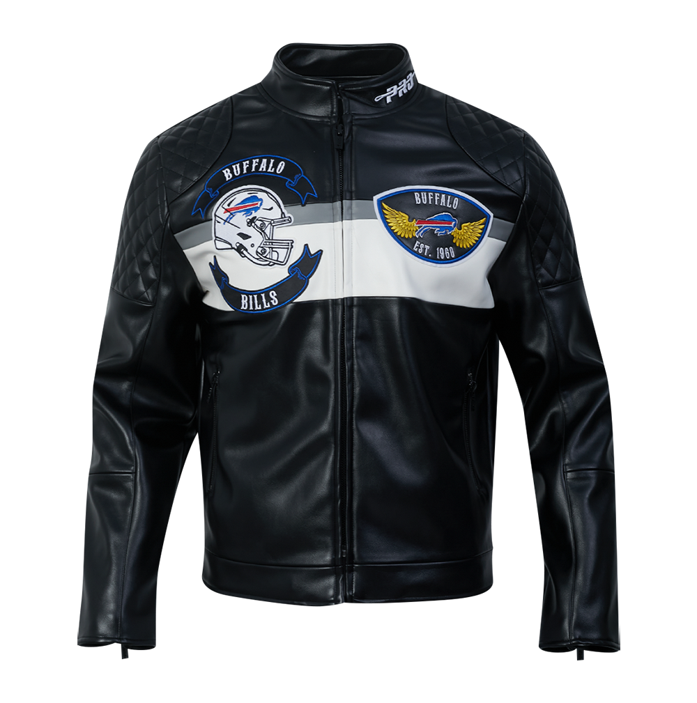 NFL BUFFALO BILLS BORN FOR SPORT BLOUSON MOTO POUR HOMME (NOIR/BLANC)