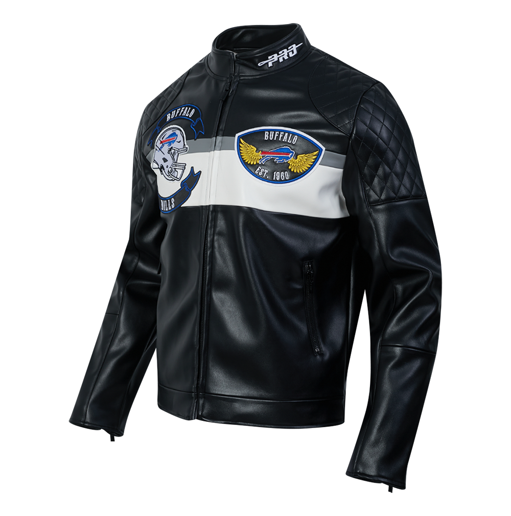 NFL BUFFALO BILLS BORN FOR SPORT BLOUSON MOTO POUR HOMME (NOIR/BLANC)