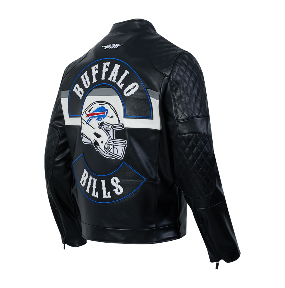 NFL BUFFALO BILLS BORN FOR SPORT BLOUSON MOTO POUR HOMME (NOIR/BLANC)