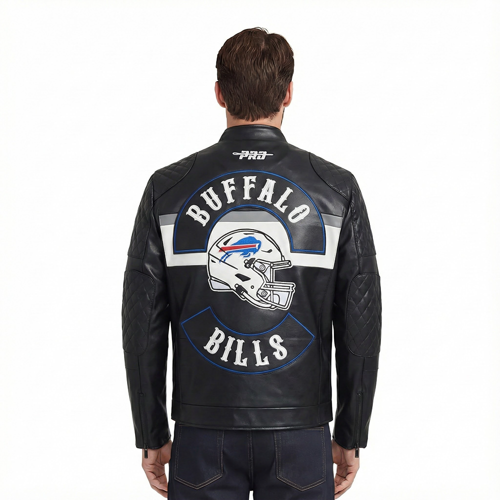 NFL BUFFALO BILLS BORN FOR SPORT BLOUSON MOTO POUR HOMME (NOIR/BLANC)