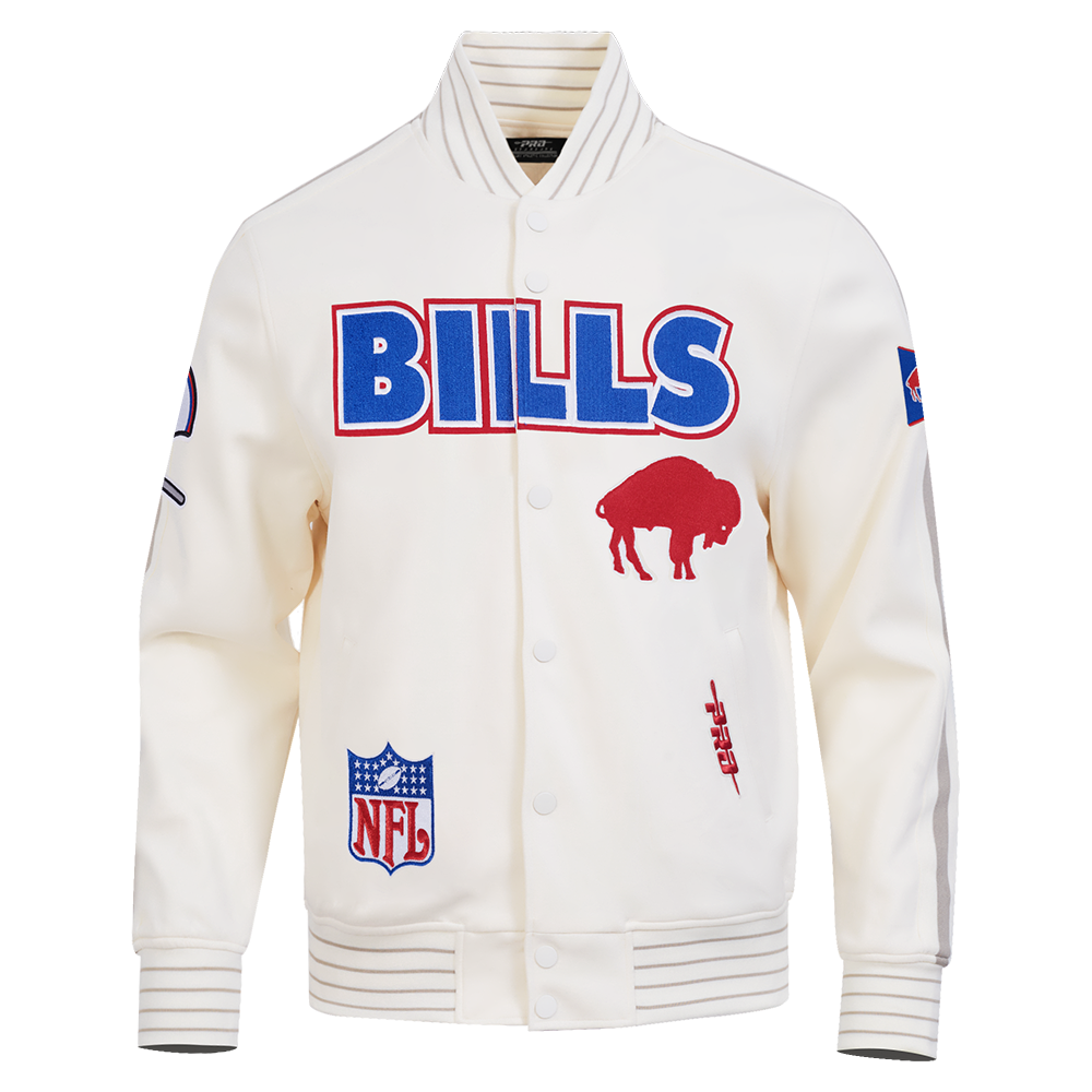 NFL BUFFALO BILLS BLOUSON RÉTRO PRO GAME DAY (COQUILLE D'ŒUF/TAUPE/COQUILLE D'ŒUF)