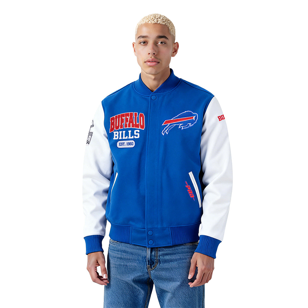 NFL BUFFALO BILLS CITY ARCH BLOUSON COLLÉGIAL EN LAINE POUR HOMME (BLEU ROYAL/BLANC)