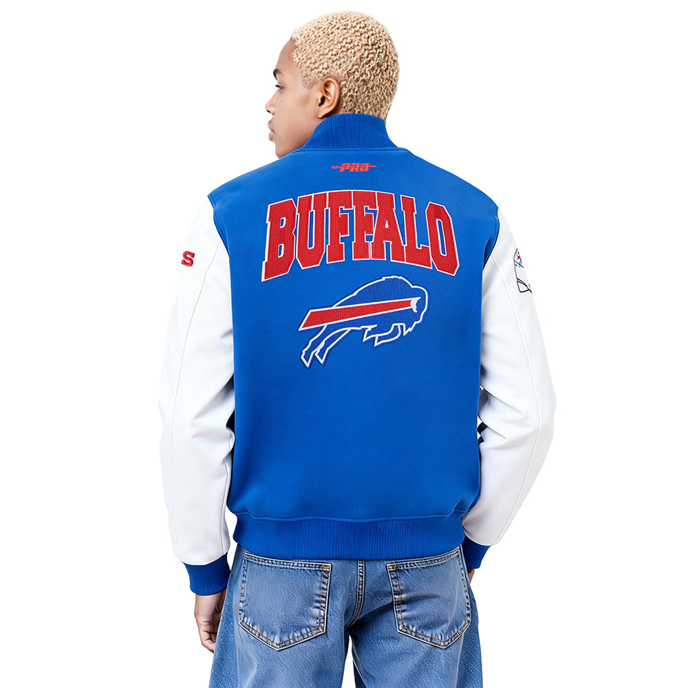 NFL BUFFALO BILLS CITY ARCH BLOUSON COLLÉGIAL EN LAINE POUR HOMME (BLEU ROYAL/BLANC)