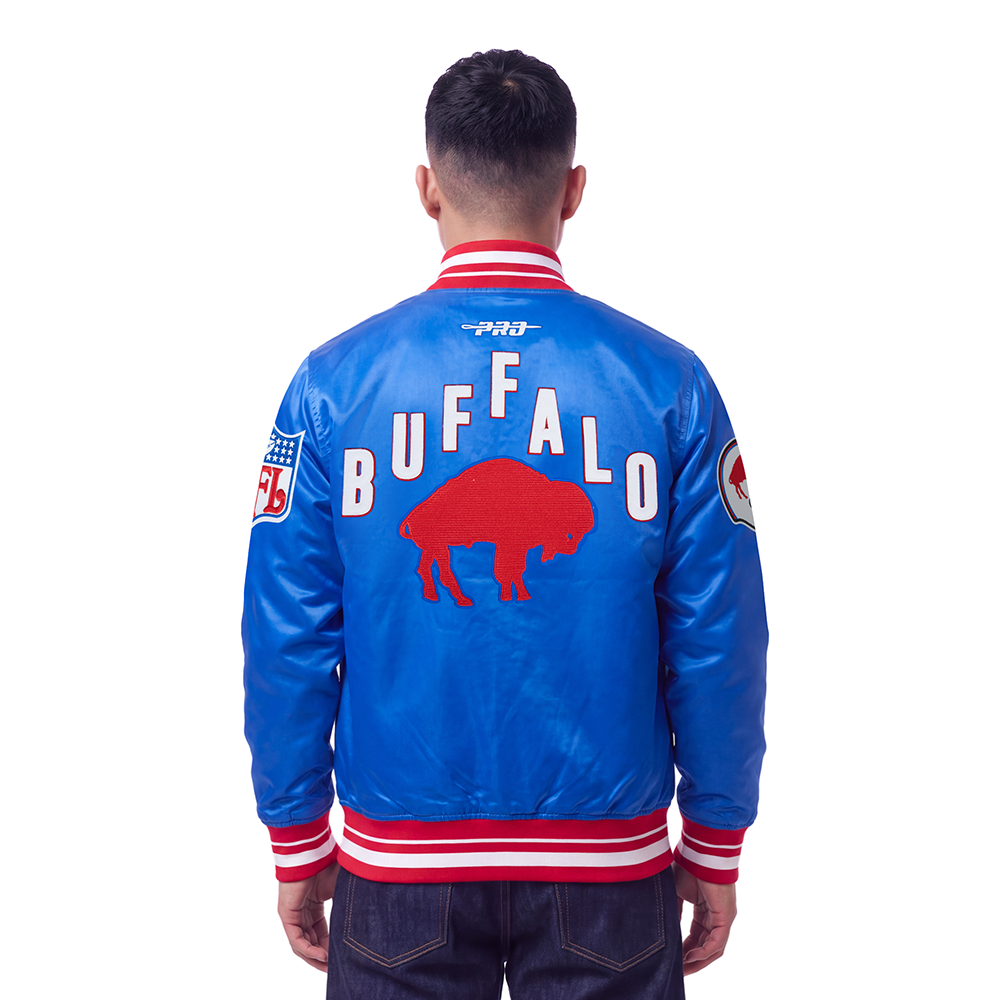 NFL BUFFALO BILLS ON TOP MEN'S SATIN JACKET (ROYAL BLUE/RED)