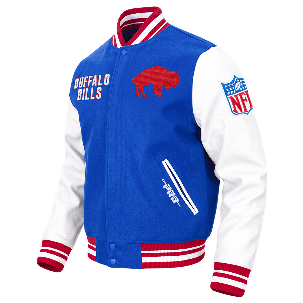 NFL BUFFALO BILLS ON TOP MEN'S VARSITY JACKET (ROYAL BLUE/RED)