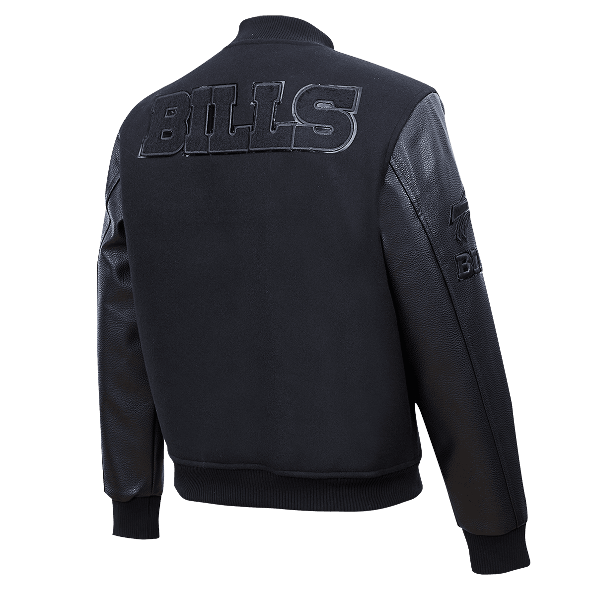 NFL BUFFALO BILLS TRIPLE BLACK LOGO MEN'S VARSITY JACKET (TRIPLE BLACK)