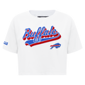 NFL BUFFALO BILLS SCRIPT TAIL T-SHIRT EN JERSEY SIMPLE À COUPE CARRÉE POUR FEMME (BLANC)