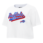 NFL BUFFALO BILLS SCRIPT TAIL T-SHIRT EN JERSEY SIMPLE À COUPE CARRÉE POUR FEMME (BLANC)