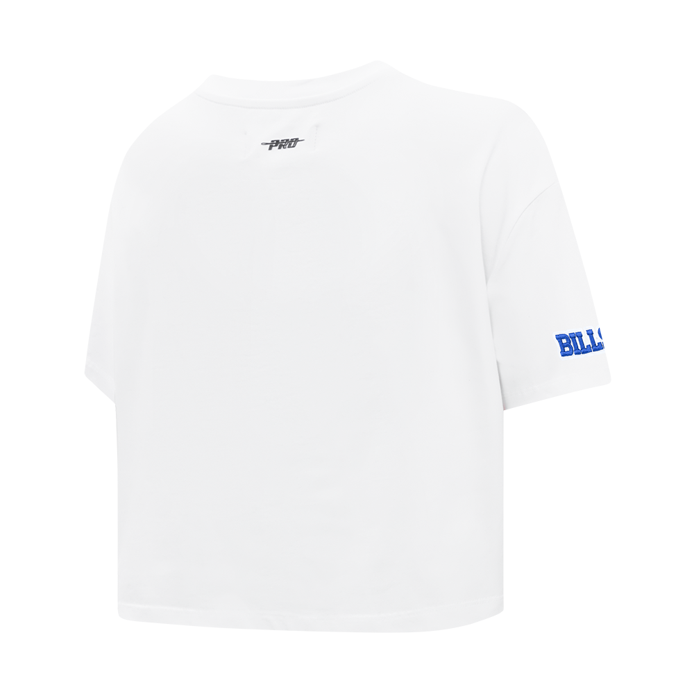NFL BUFFALO BILLS SCRIPT TAIL T-SHIRT EN JERSEY SIMPLE À COUPE CARRÉE POUR FEMME (BLANC)