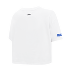 NFL BUFFALO BILLS SCRIPT TAIL T-SHIRT EN JERSEY SIMPLE À COUPE CARRÉE POUR FEMME (BLANC)
