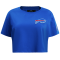 NFL BUFFALO BILLS CLASSIC CHENILLE T-SHIRT À MANCHES COURTES ET À COUPE CARRÉE POUR FEMME (BLEU ROYAL)
