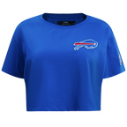 NFL BUFFALO BILLS CLASSIC CHENILLE T-SHIRT À MANCHES COURTES ET À COUPE CARRÉE POUR FEMME (BLEU ROYAL)