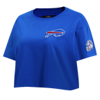 NFL BUFFALO BILLS CLASSIC CHENILLE T-SHIRT À MANCHES COURTES ET À COUPE CARRÉE POUR FEMME (BLEU ROYAL)