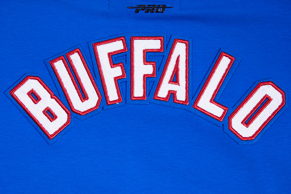 NFL BUFFALO BILLS CLASSIC CHENILLE T-SHIRT À MANCHES COURTES ET À COUPE CARRÉE POUR FEMME (BLEU ROYAL)