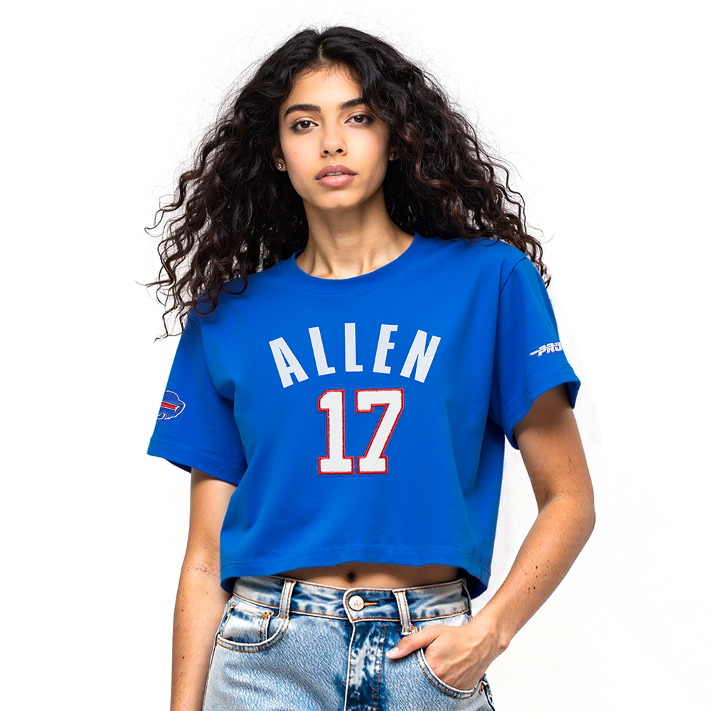 NFL BUFFALO BILLS JOSH ALLEN #17 CLASSIC PNN WOMEN'S SJ BOXY TEE (ROYAL BLUE)