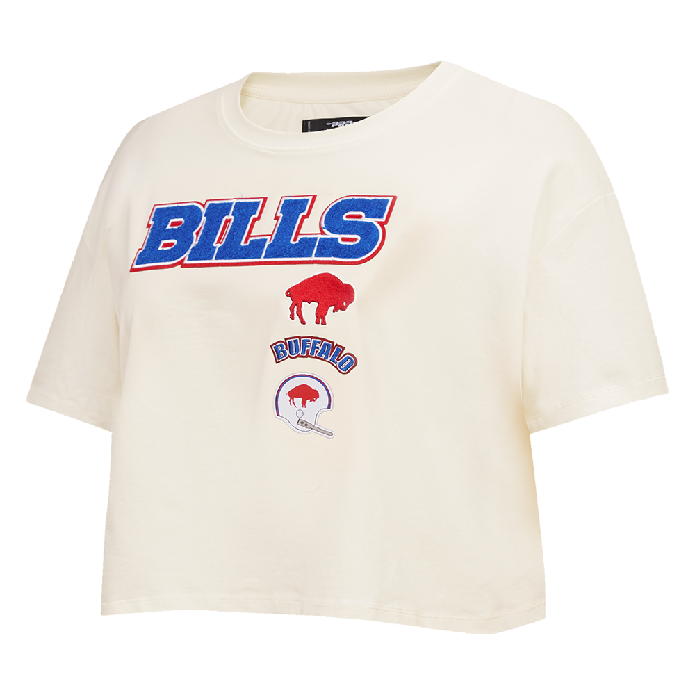NFL BUFFALO BILLS RETRO CLASSIC T-SHIRT À COUPE CARRÉE POUR FEMME (COQUILLE D'ŒUF)