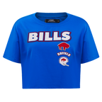 NFL BUFFALO BILLS RETRO CLASSIC T-SHIRT À COUPE CARRÉE POUR FEMME (BLEU ROYAL)