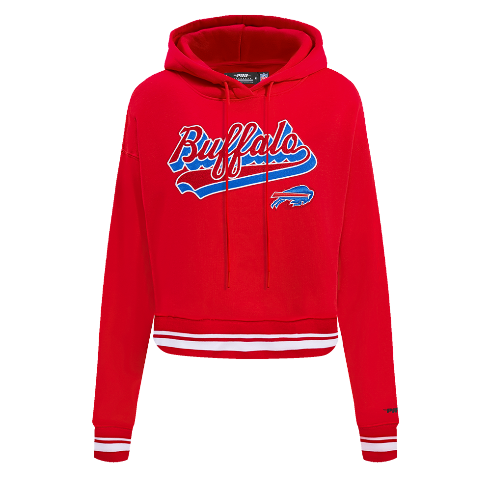 NFL BUFFALO BILLS SCRIPT TAIL CHANDAIL À CAPUCHON COURT EN MOLLETON CÔTELÉ POUR FEMME (ROUGE)