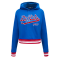 NFL BUFFALO BILLS SCRIPT TAIL CHANDAIL À CAPUCHON COURT EN MOLLETON CÔTELÉ POUR FEMME (BLEU ROYAL/ROUGE)