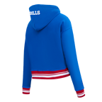 NFL BUFFALO BILLS SCRIPT TAIL CHANDAIL À CAPUCHON COURT EN MOLLETON CÔTELÉ POUR FEMME (BLEU ROYAL/ROUGE)