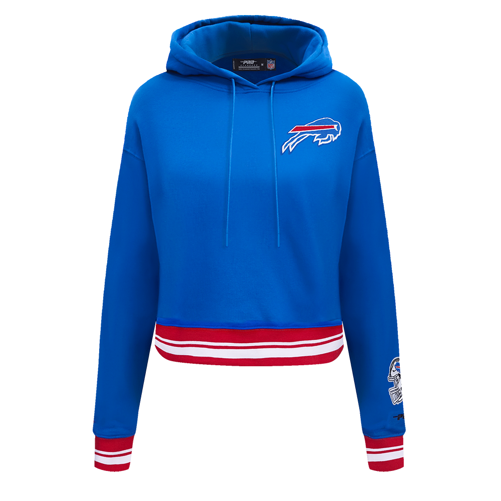 NFL BUFFALO BILLS MASHUP WOMEN'S RIB CROPPED PO HOODIE (ROYAL BLUE/RED)