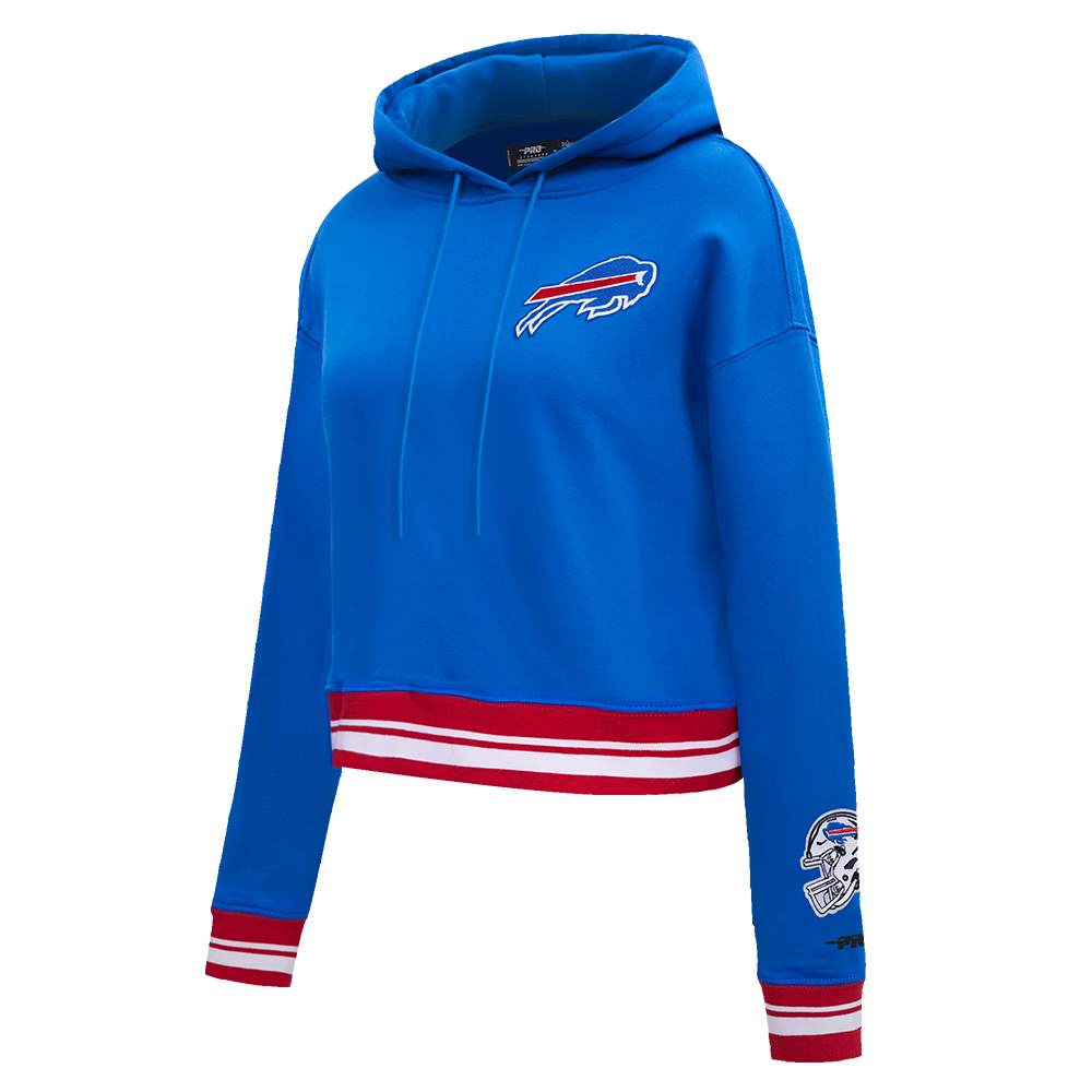 NFL BUFFALO BILLS MASHUP WOMEN'S RIB CROPPED PO HOODIE (ROYAL BLUE/RED)