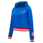 NFL BUFFALO BILLS MASHUP WOMEN'S RIB CROPPED PO HOODIE (ROYAL BLUE/RED)