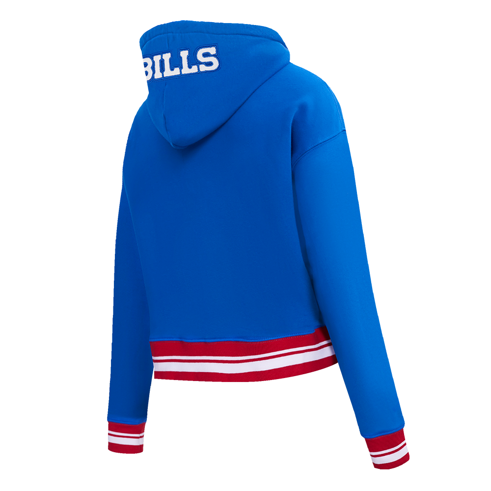NFL BUFFALO BILLS MASHUP WOMEN'S RIB CROPPED PO HOODIE (ROYAL BLUE/RED)