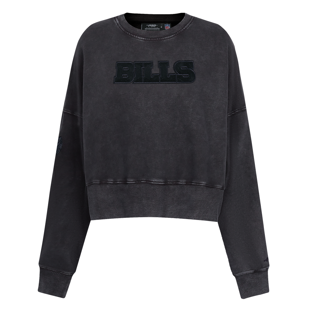 NFL BUFFALO BILLS WASHED CLASSIC WOMEN'S ENZYME WASH FT CREWNECK (WASHED BLACK)