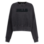 NFL BUFFALO BILLS WASHED CLASSIC WOMEN'S ENZYME WASH FT CREWNECK (WASHED BLACK)