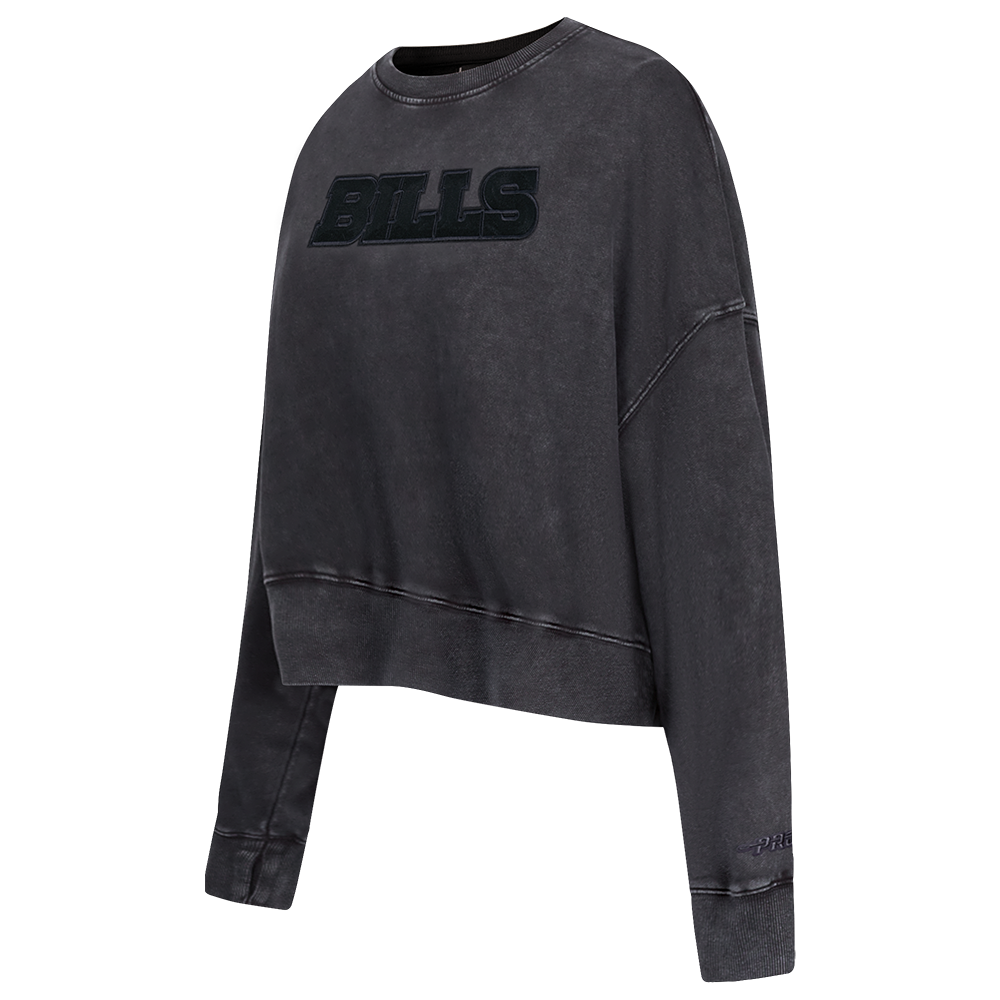 NFL BUFFALO BILLS WASHED CLASSIC WOMEN'S ENZYME WASH FT CREWNECK (WASHED BLACK)