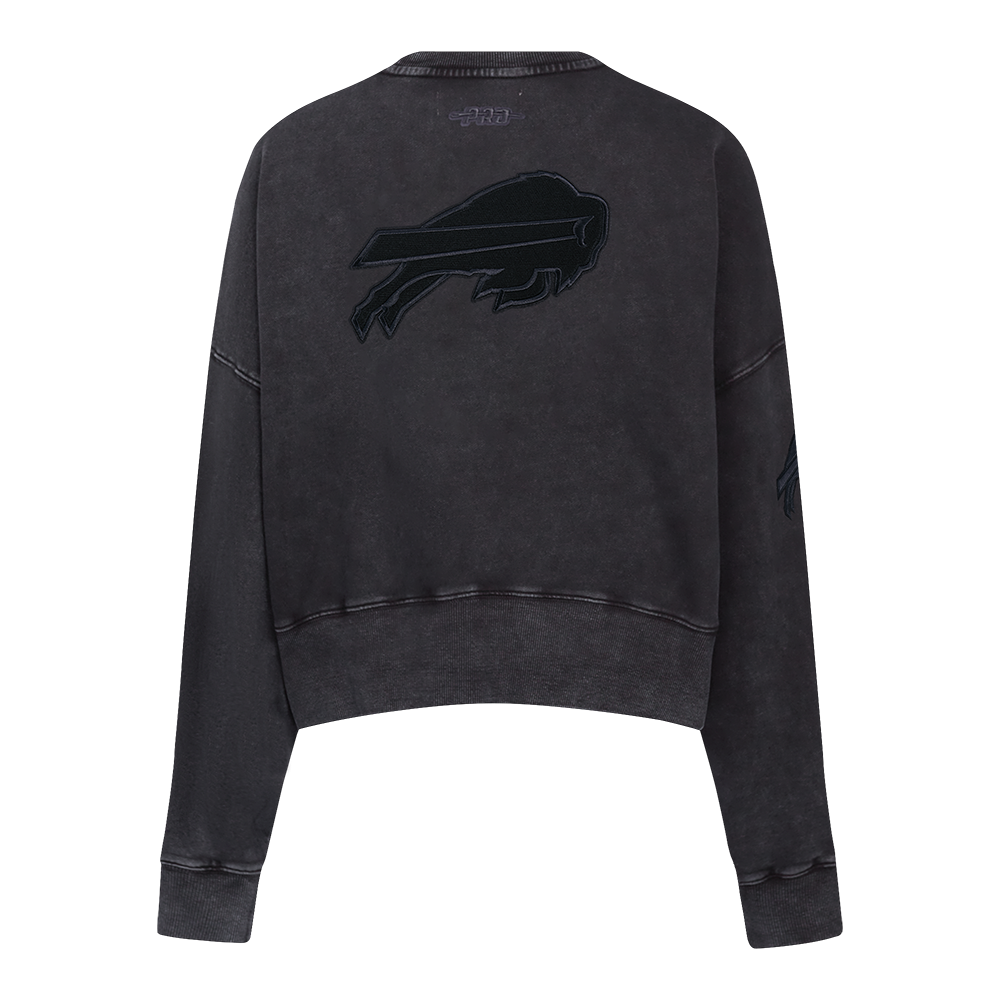 NFL BUFFALO BILLS WASHED CLASSIC WOMEN'S ENZYME WASH FT CREWNECK (WASHED BLACK)