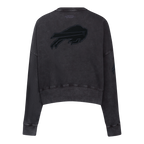 NFL BUFFALO BILLS WASHED CLASSIC WOMEN'S ENZYME WASH FT CREWNECK (WASHED BLACK)