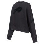 NFL BUFFALO BILLS WASHED CLASSIC WOMEN'S ENZYME WASH FT CREWNECK (WASHED BLACK)