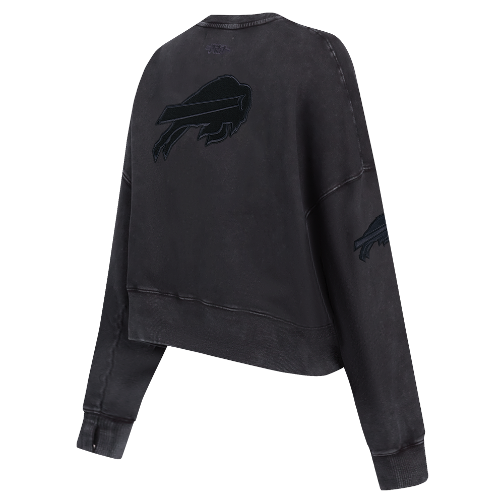 NFL BUFFALO BILLS WASHED CLASSIC WOMEN'S ENZYME WASH FT CREWNECK (WASHED BLACK)