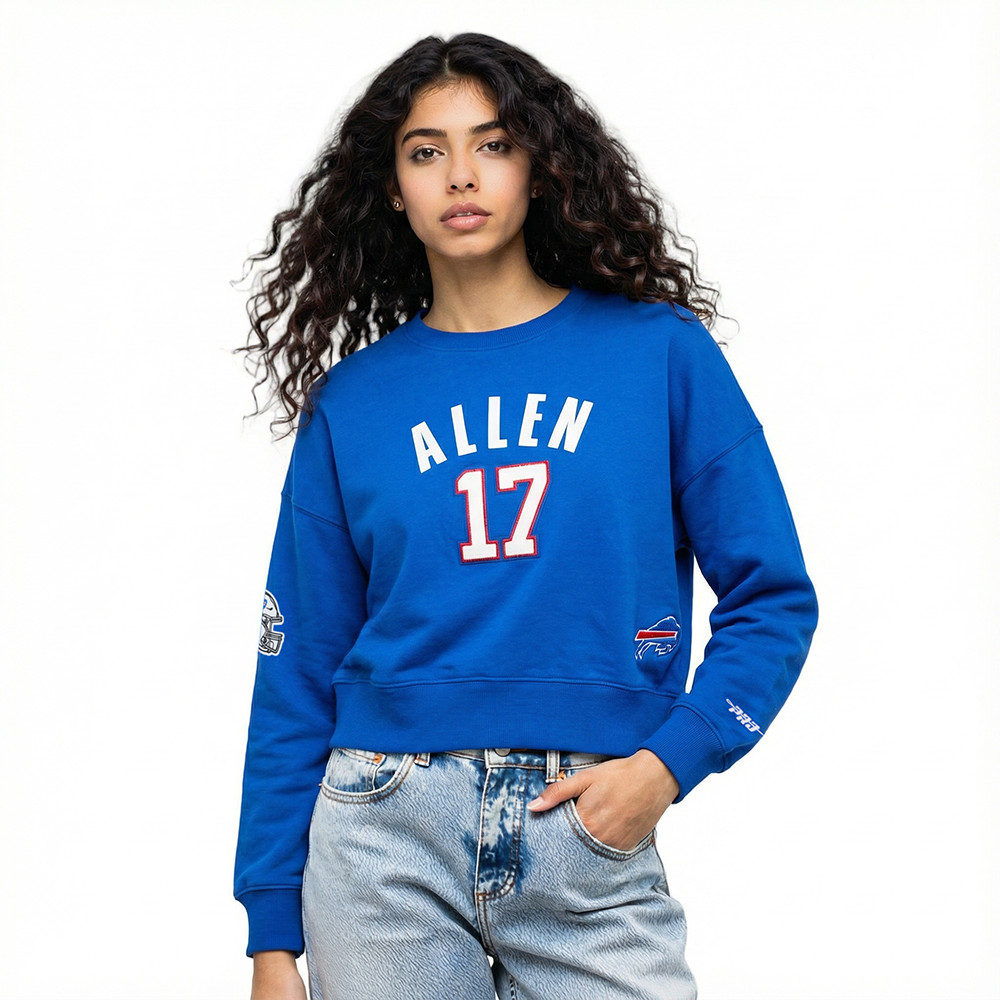 NFL BUFFALO BILLS JOSH ALLEN #17 CLASSIC PNN WOMEN'S FLC CREWNECK (ROYAL BLUE)