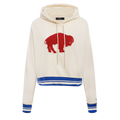 NFL BUFFALO BILLS RETRO CLASSIC CHANDAIL À CAPUCHON COURT POUR FEMME (COQUILLE D'ŒUF/BLEU ROYAL)
