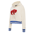 NFL BUFFALO BILLS RETRO CLASSIC CHANDAIL À CAPUCHON COURT POUR FEMME (COQUILLE D'ŒUF/BLEU ROYAL)