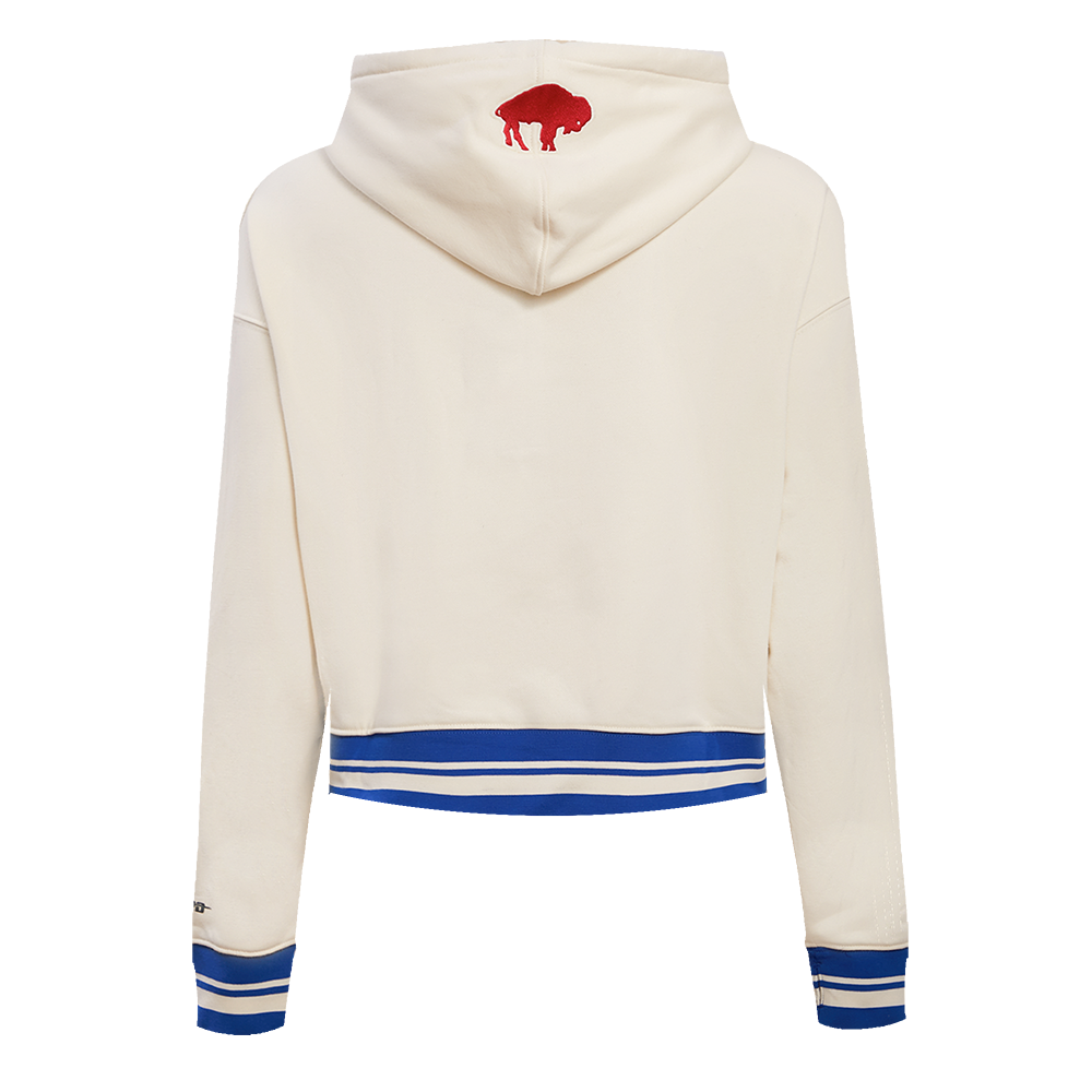 NFL BUFFALO BILLS RETRO CLASSIC CHANDAIL À CAPUCHON COURT POUR FEMME (COQUILLE D'ŒUF/BLEU ROYAL)