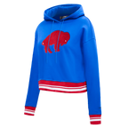 NFL BUFFALO BILLS RETRO CLASSIC CHANDAIL À CAPUCHON COURT POUR FEMME (BLEU ROYAL/ROUGE)