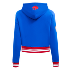 NFL BUFFALO BILLS RETRO CLASSIC CHANDAIL À CAPUCHON COURT POUR FEMME (BLEU ROYAL/ROUGE)