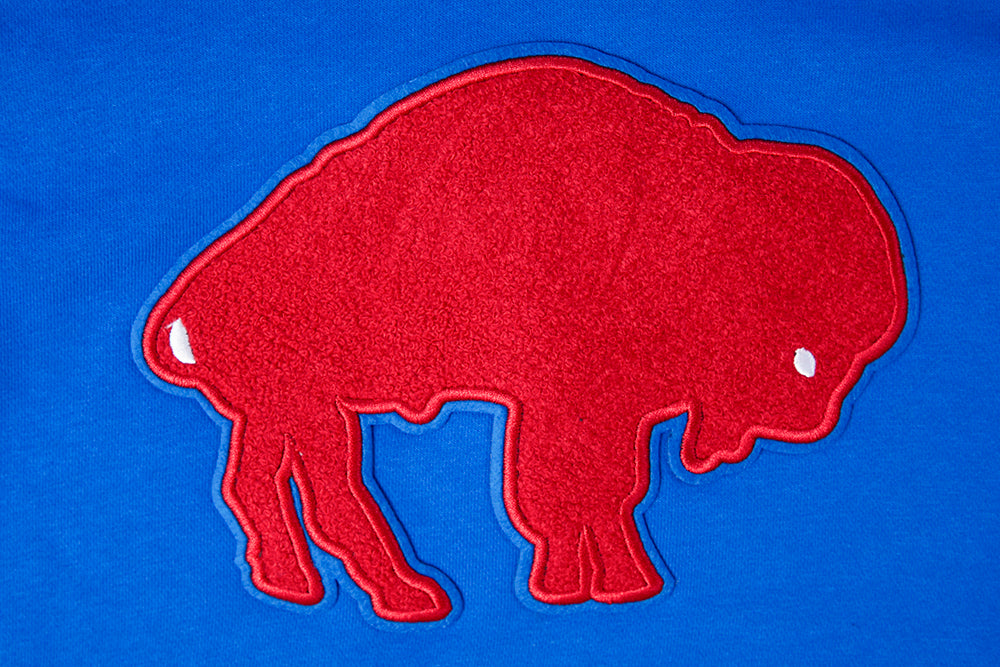 NFL BUFFALO BILLS RETRO CLASSIC CHANDAIL À CAPUCHON COURT POUR FEMME (BLEU ROYAL/ROUGE)